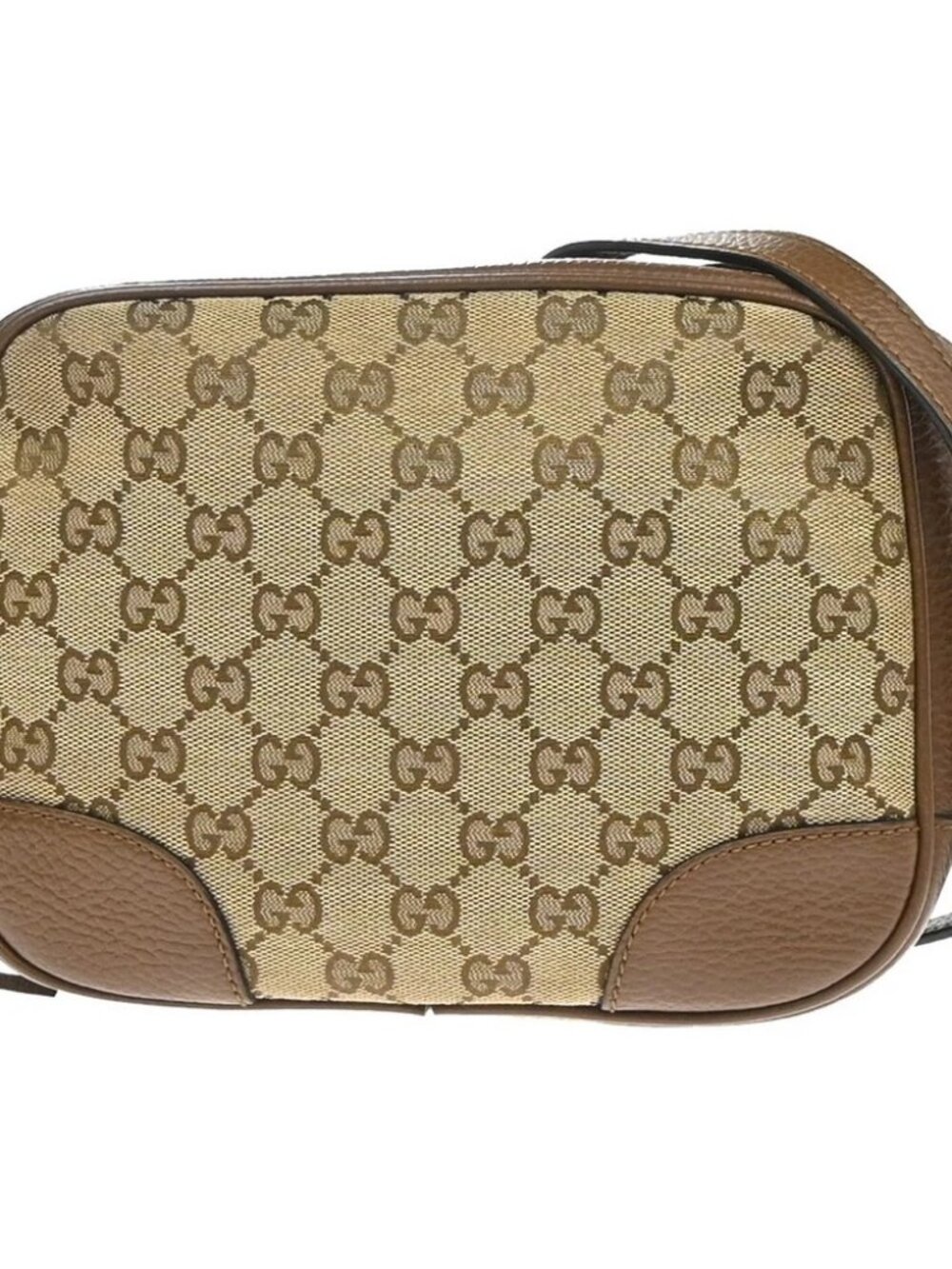 GUCCI Logo Bree GG Pattern Crossbody Shoulder Bag Canvas Leather Brown 77YH970